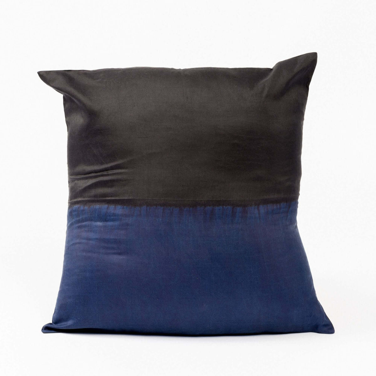 Aakar Indigo gold color block mulberry silk pillow cover, 18x18 – One Affirmation