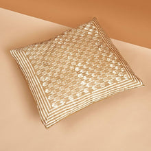 Oasis Gold wax block print mulberry silk pillow cover, 20x20 – One Affirmation