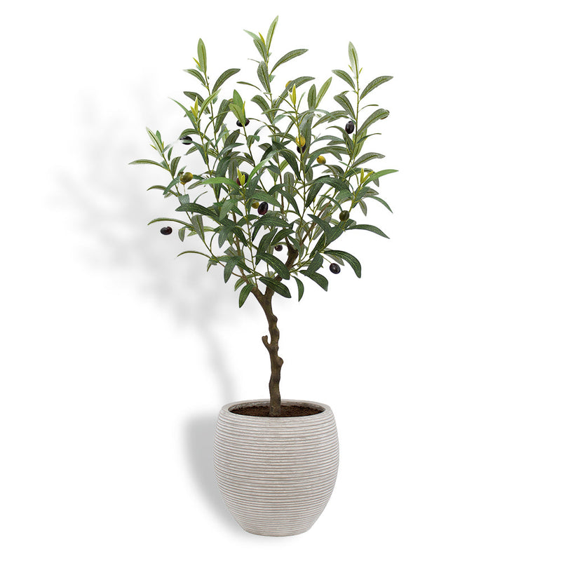 Lifelike 34" artificial olive topiary tree with Mediterranean pot
