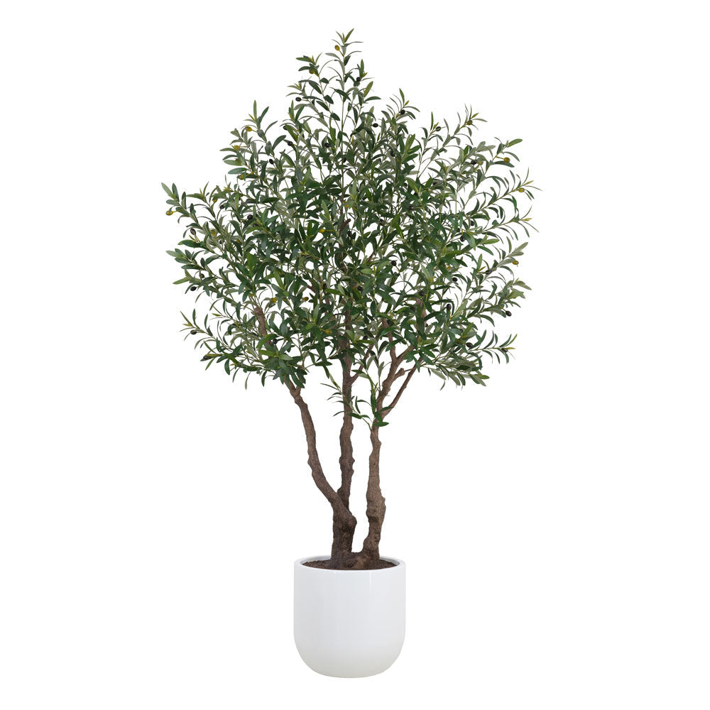 7.5 foot artificial olive tree with lifelike leaves in decorative pot