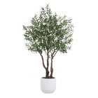 7.5 foot artificial olive tree with lifelike leaves in decorative pot