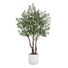 7.5 foot artificial olive tree with lifelike leaves in decorative pot