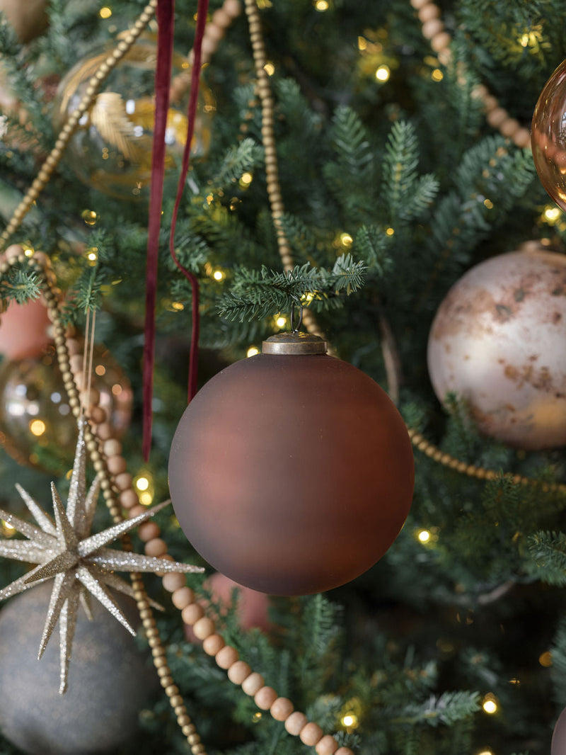 Handcrafted mouthblown cinnamon ornaments with jute hangers