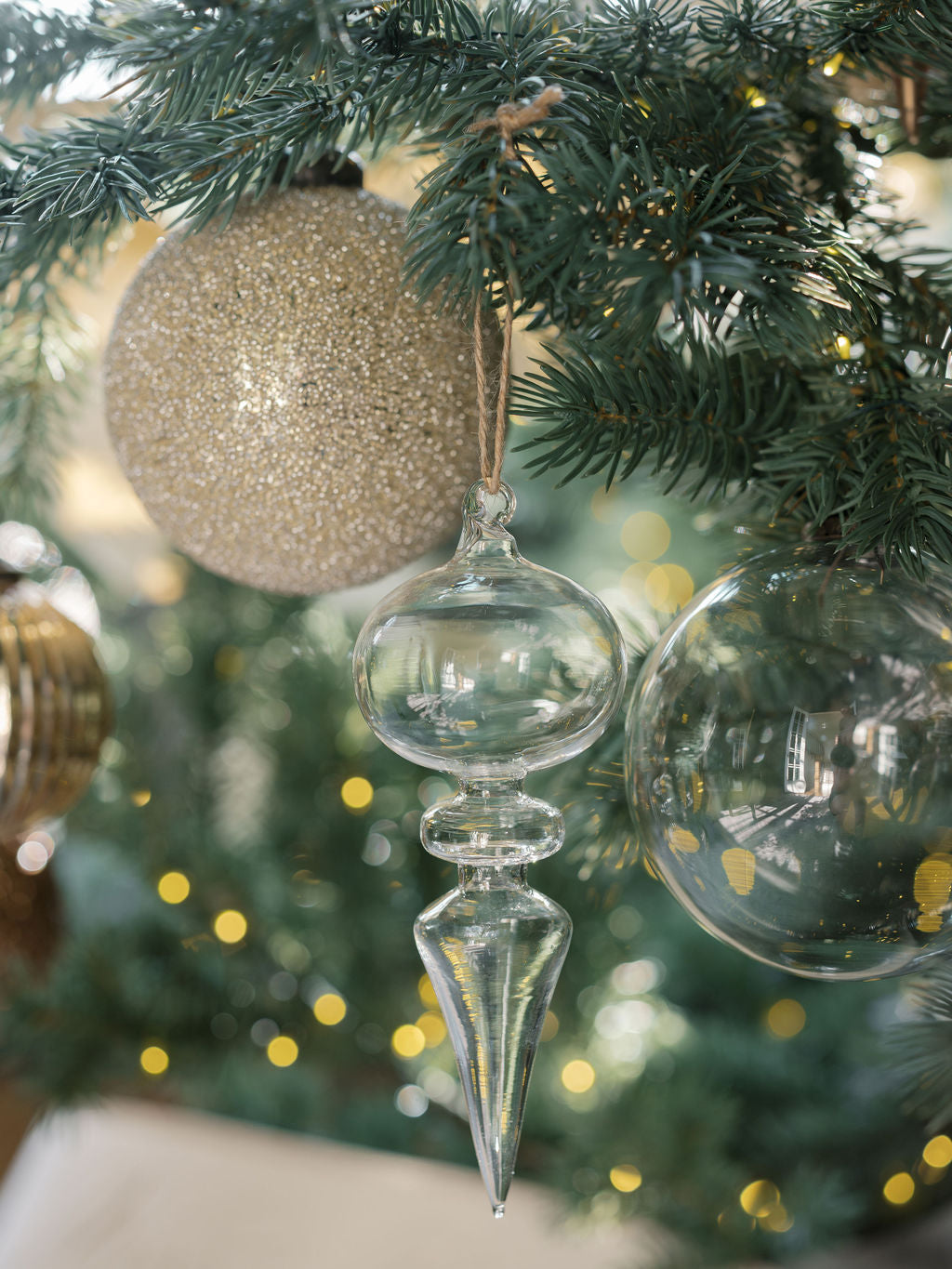 Christmas finial glass ornaments with assorted textures