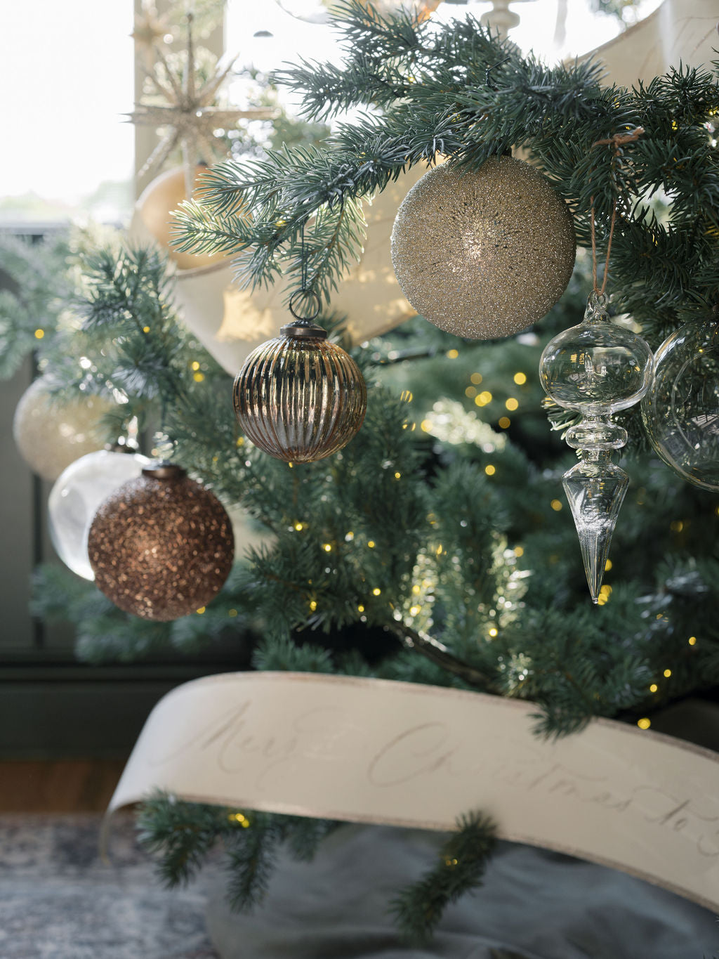 Elegant Neutral Glass Finial Ornaments