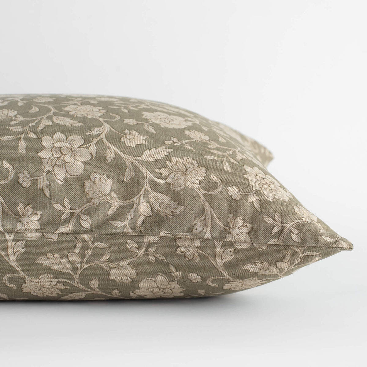 Esme sage green floral pillow cover close-up