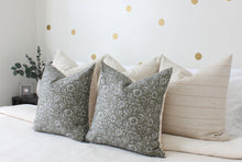 Olive green floral pillow cover, view 4