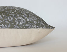 Olive green floral pillow cover, view 8