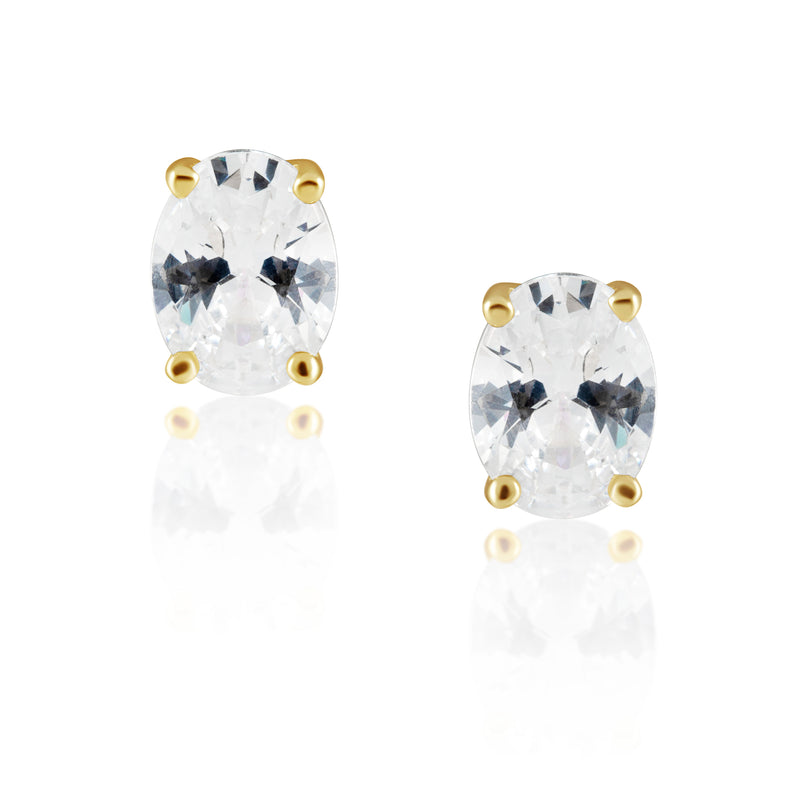 Oval Cut Stud Earrings with sparkling CZ stones