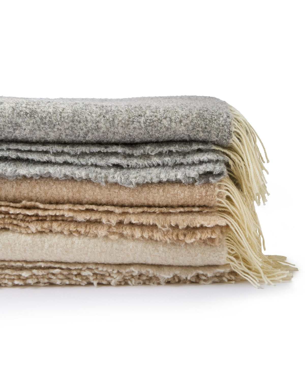 Fringe Bouclé Throw Chrome