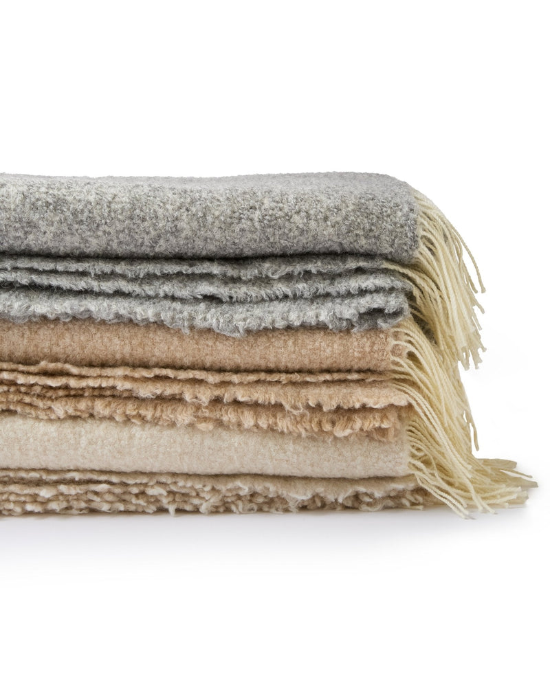 Fringe Bouclé Throw Chrome