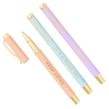 Be Mindful pen set in pastel colors with gold lettering