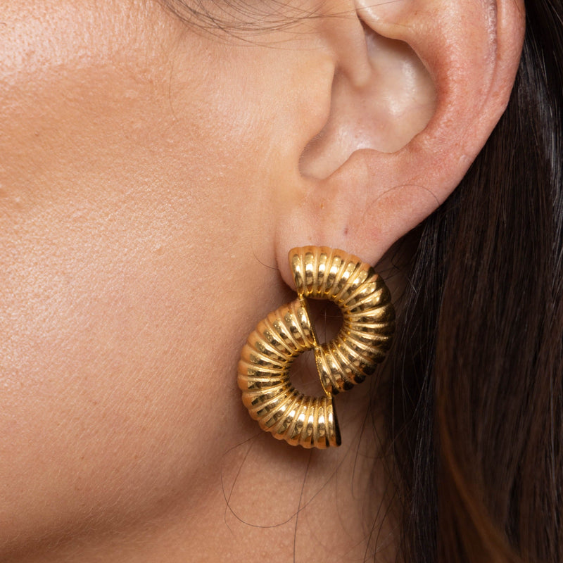 Close-up of Brooklyn Statement Earring showcasing modern silhouette