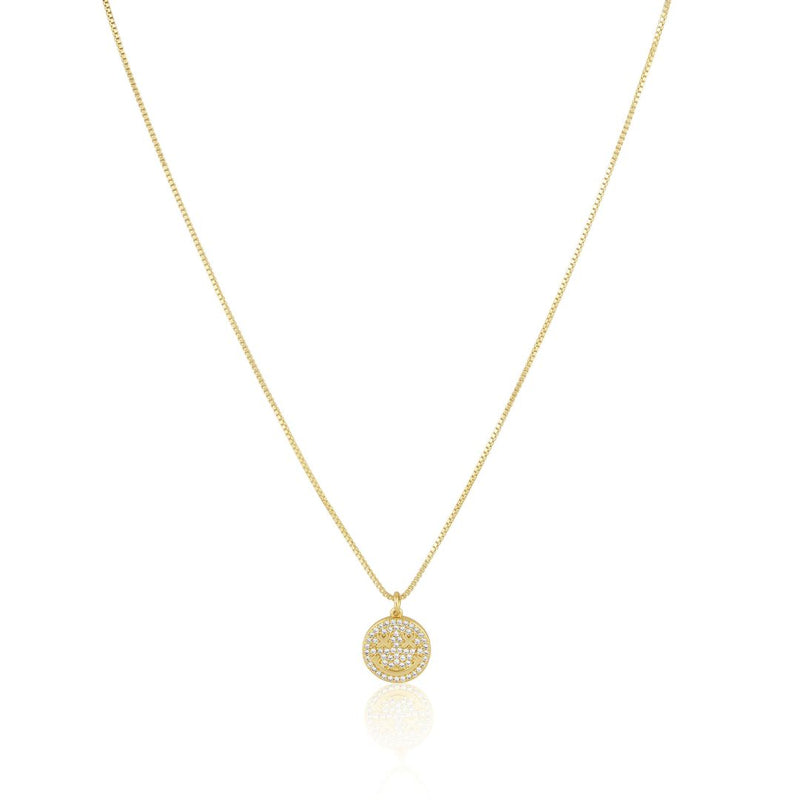 Smiley Pave Pendant Necklace