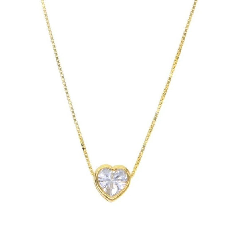 CZ Bezel Necklace Heart
