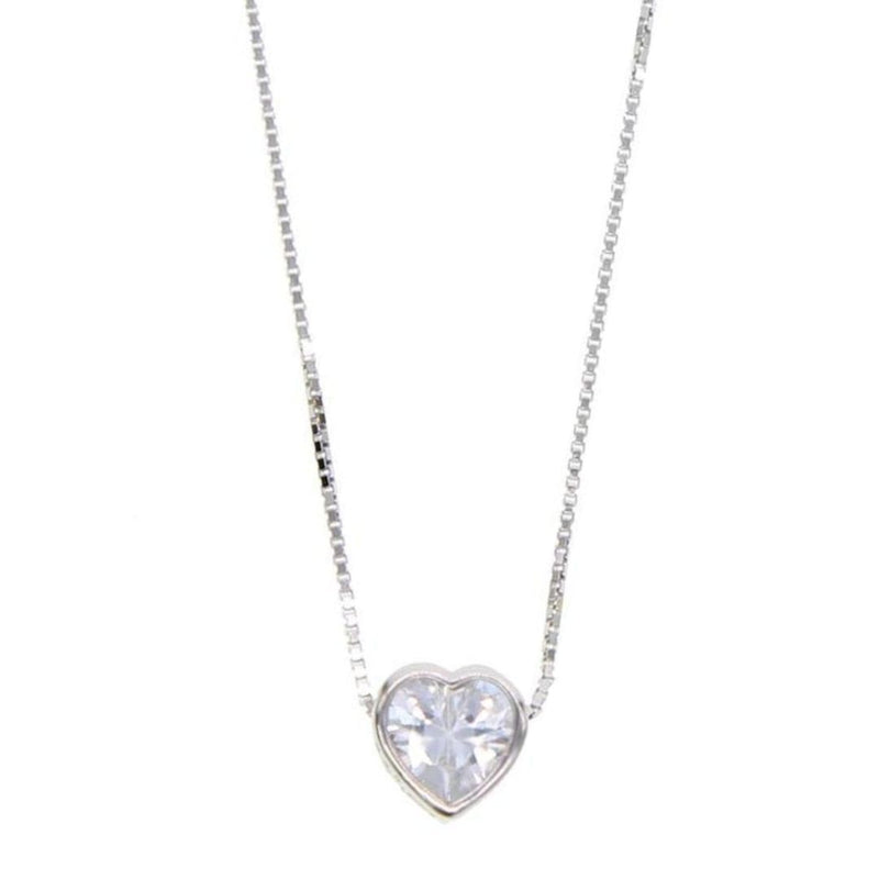 CZ Bezel Necklace Heart
