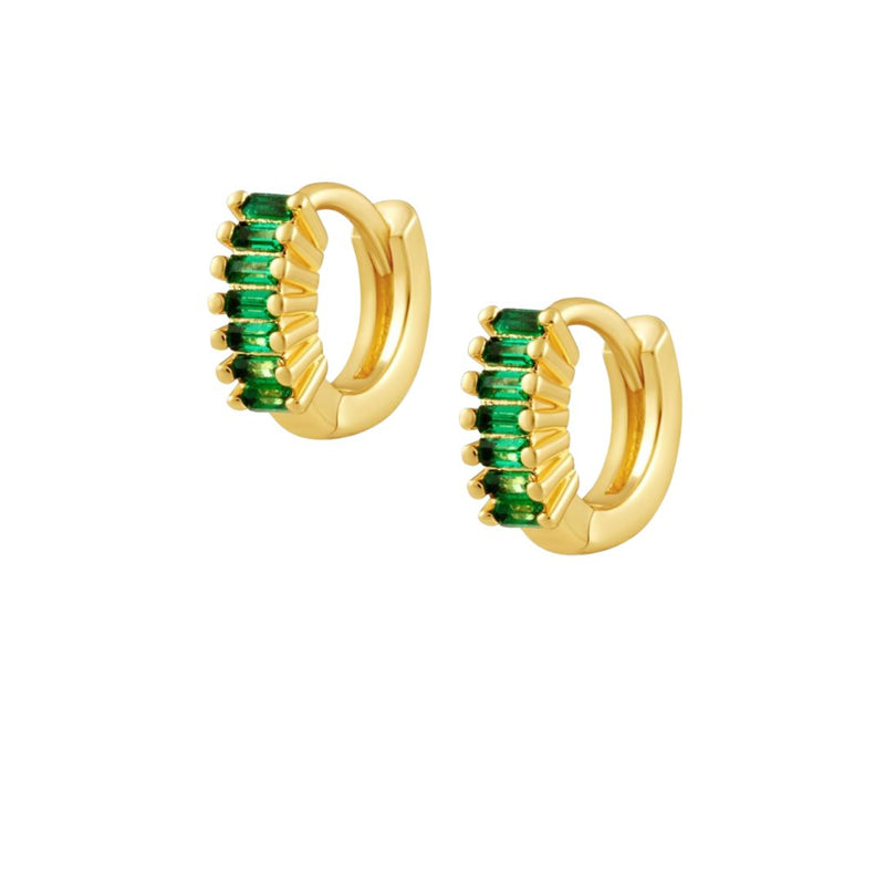 Viola Emerald CZ Huggies