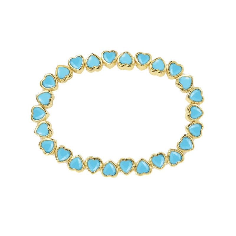Stretchy Bezel Heart Bracelet Turquoise