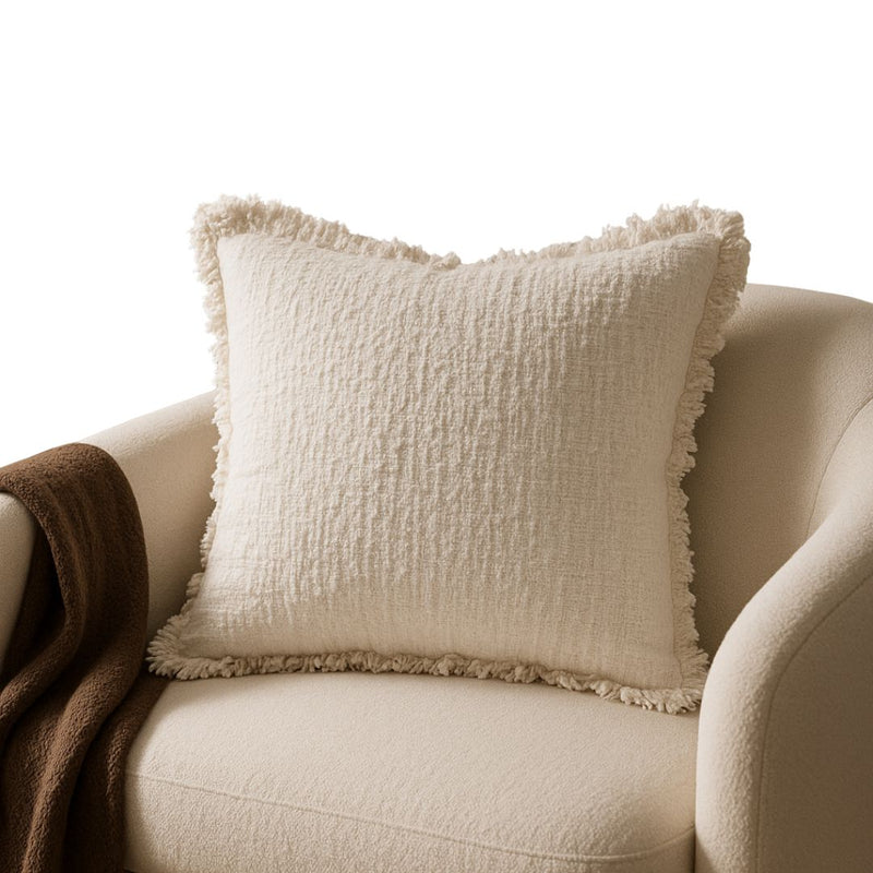 Marseille Pillow, Ivory Bouclé