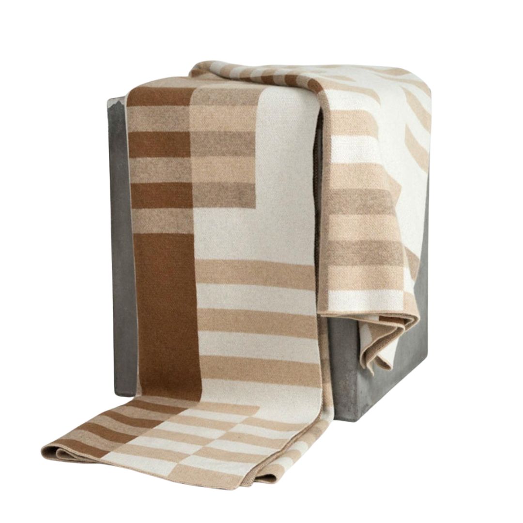 Bauhaus Cognac Knit Cashmere Throw
