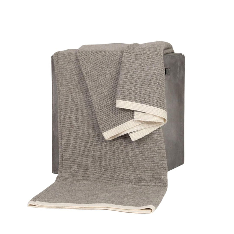 Platinum and White Ribbed Knit Yak Down Throw