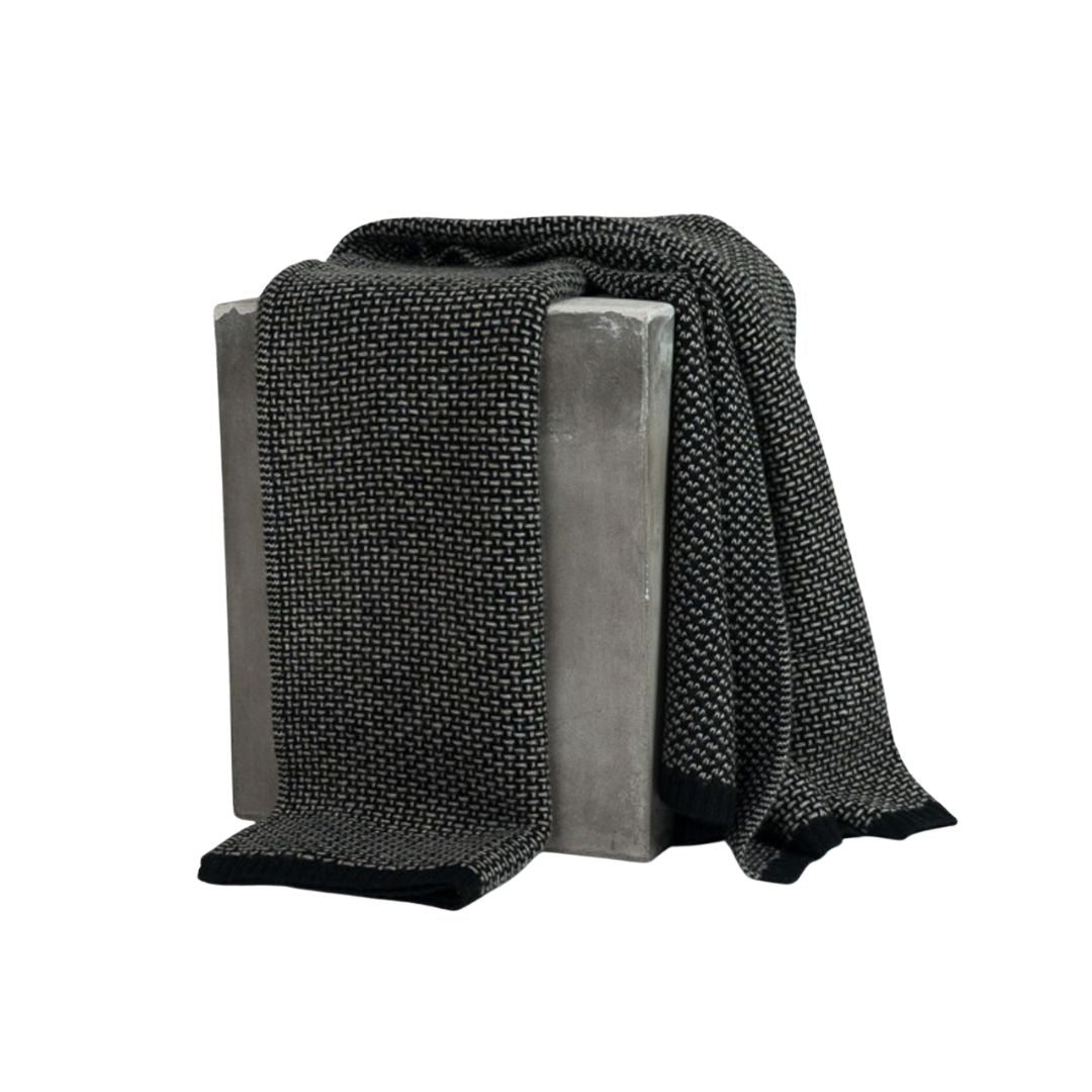 Platinum and Black Yak Down Taiga Throw
