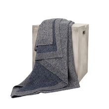 Cobalt and Platinum Yak Down Beehive Knit Throw