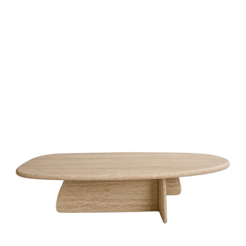 Toscana Italian Travertine Coffee Table - Hand-Carved Stone Pedestal Base