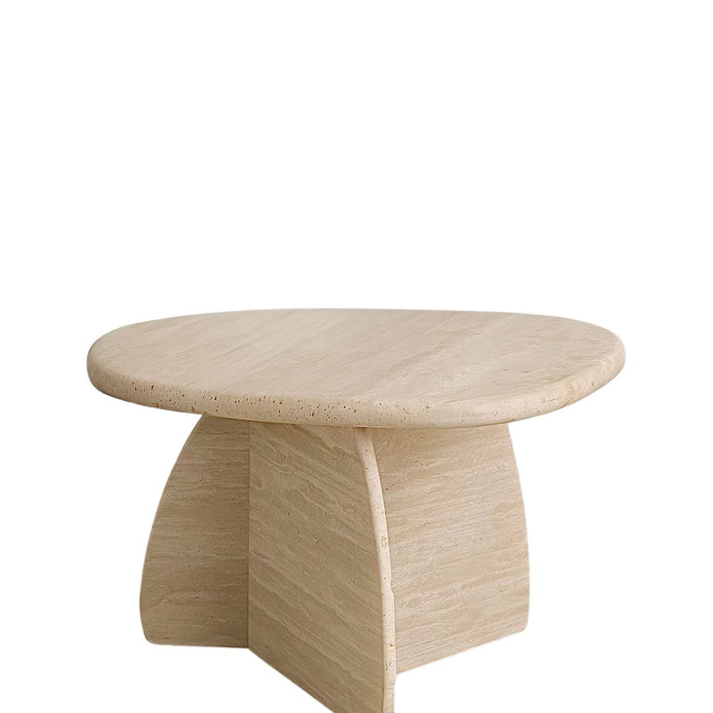 Toscana Handcrafted Italian Travertine Side Table - Sculptural Stone