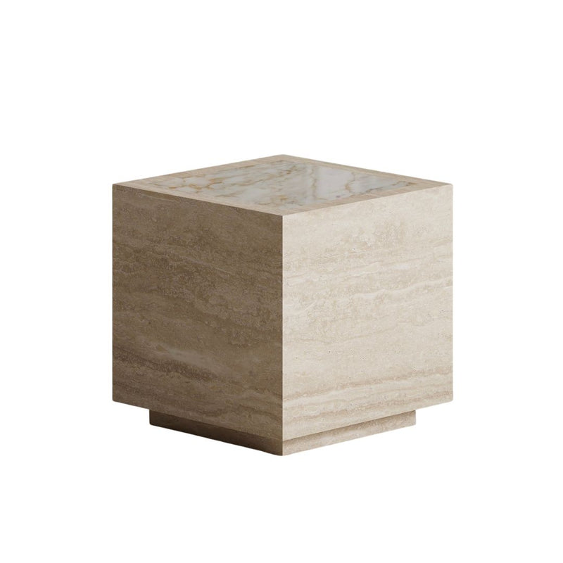 Palermo Honed Travertine Onyx Side Table 20x20 Beige Natural Stone