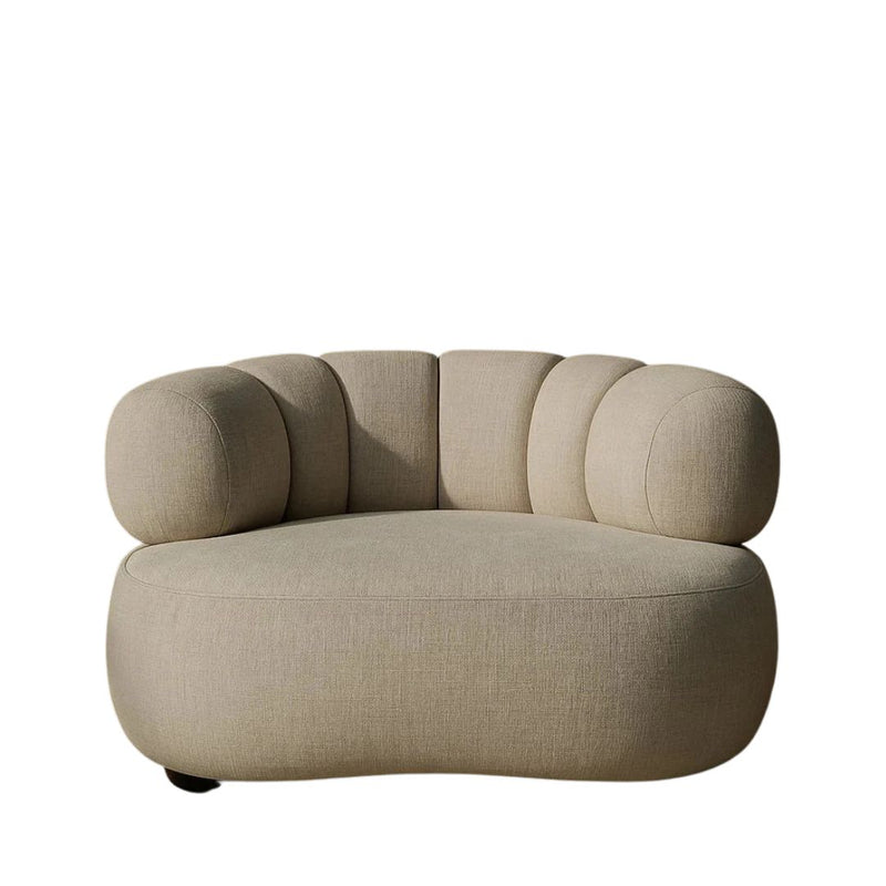 Aura Channel Tufted Accent Chair - Light Brown Viscose 1.5 Seater