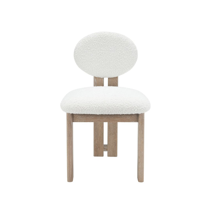 Aziz Sherpa Boucle Dining Chairs Set of 2 - Off-White Oak
