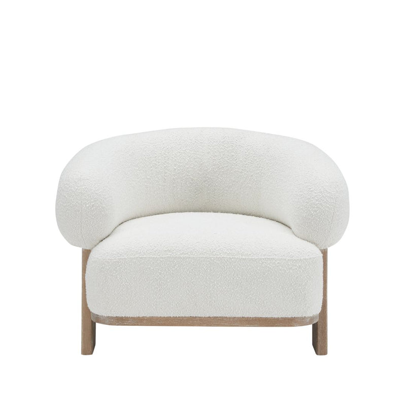Ava Boucle Accent Chair - Solid Wood Frame Cream Neutral