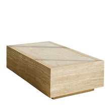 Palermo Beige Travertine Onyx Coffee Table 52" Modern Stone