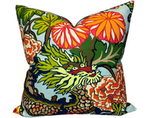 Chiang Mai Dragon Pillow Cover in Aquamarine, Indoor Outdoor Pillows, Schumacher Textiles