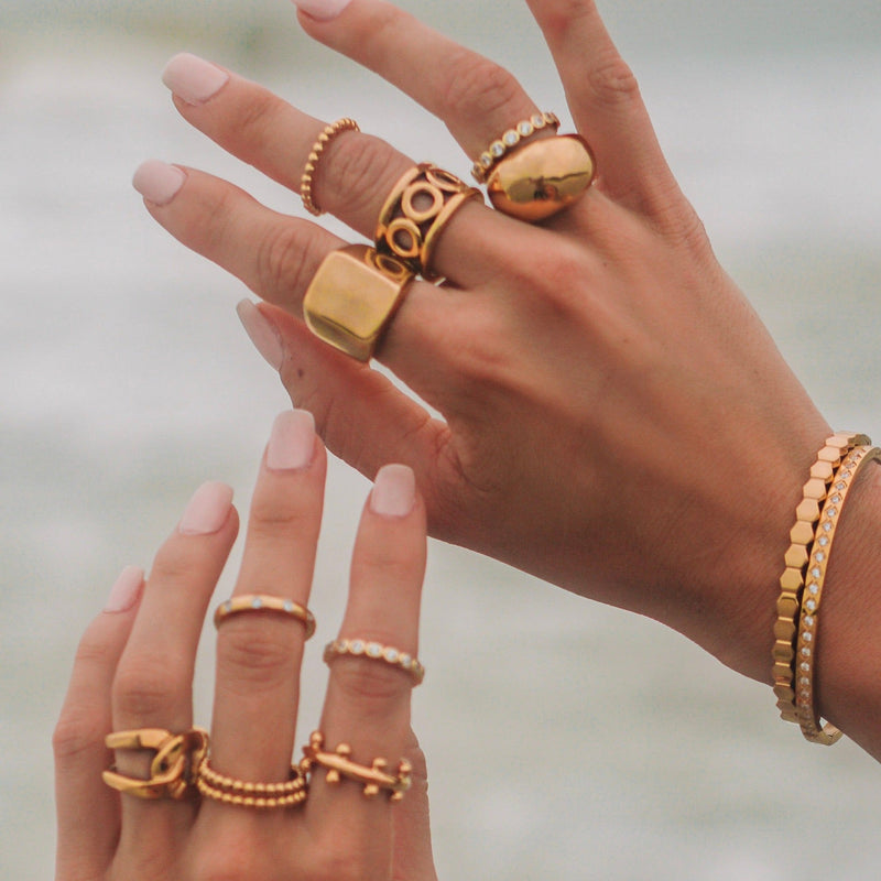 18k gold plated beaded ring for stacking