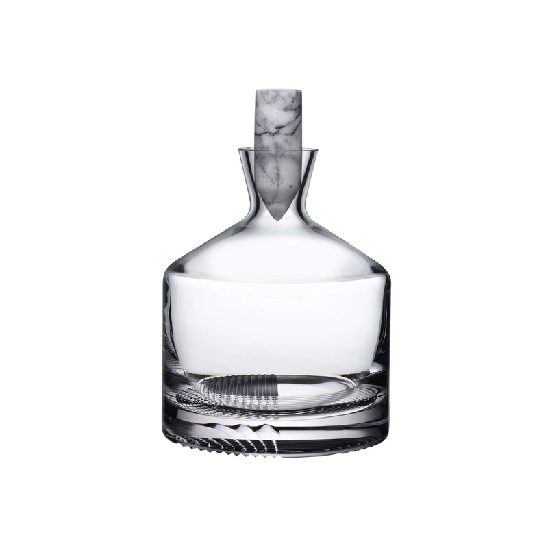 Short heavy-bottomed crystal whisky bottle by Joe Doucet