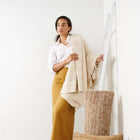 Sea Shell white textured checks handloom cotton throw – One Affirmation