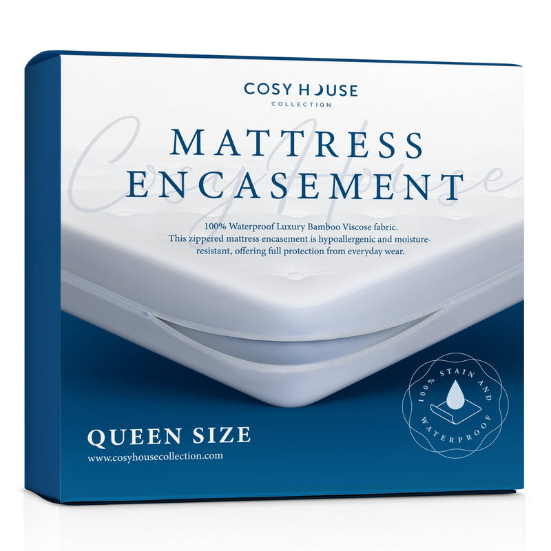 Luxury zippered mattress encasement on bed