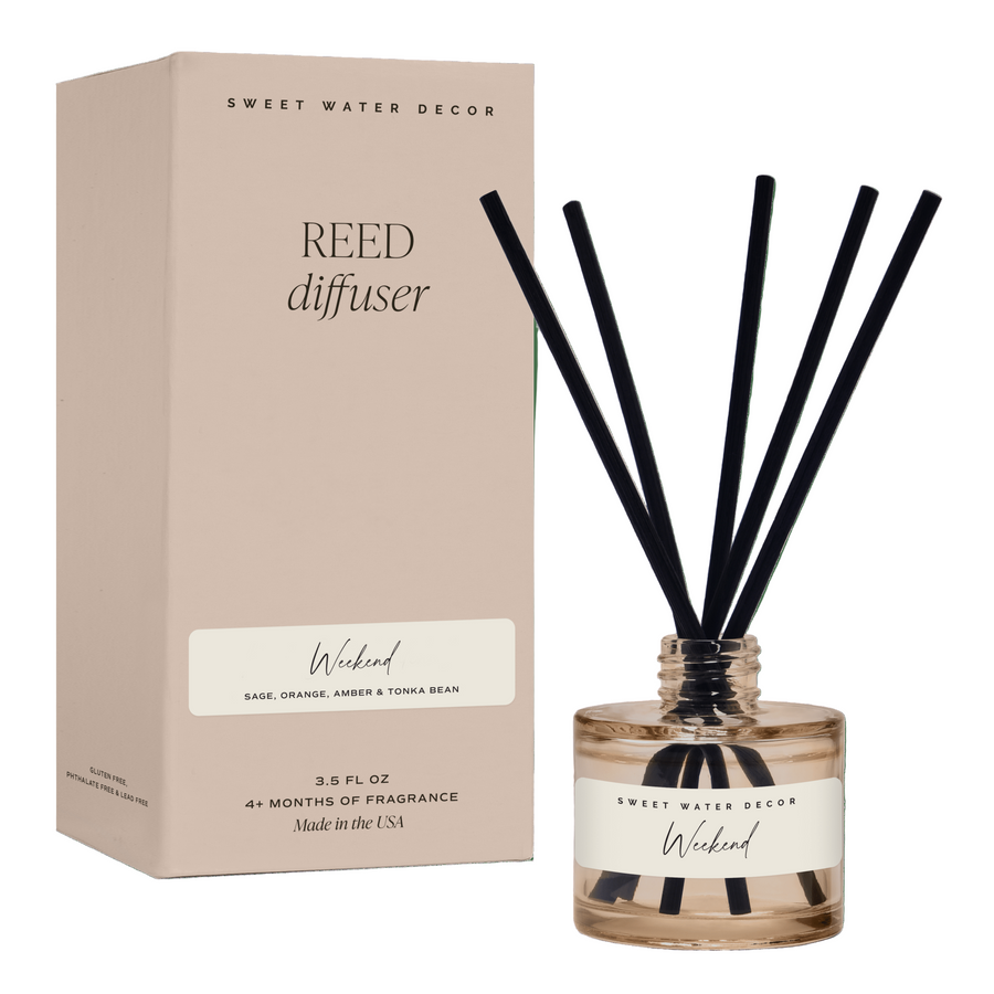 Weekend Reed Diffuser in tinted beige glass with reeds
