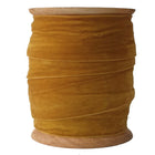 Wide hand dyed gold velvet ribbon on wooden spools