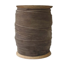 Dark brown wide velvet ribbon hand dyed on wooden spools