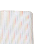 Rainbow Stripe cotton muslin crib sheet styled in nursery