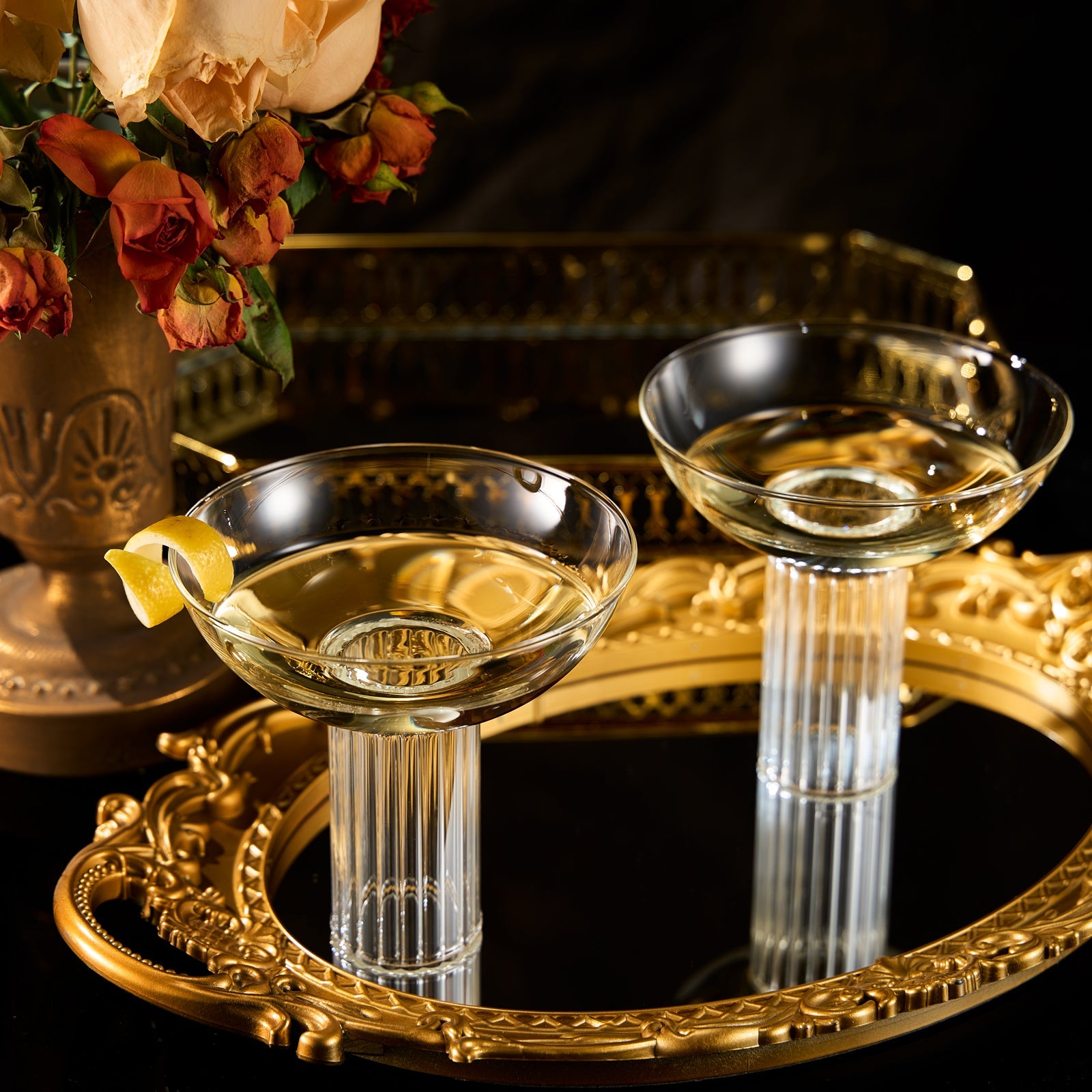 Close-up of elegant coupe stemware design