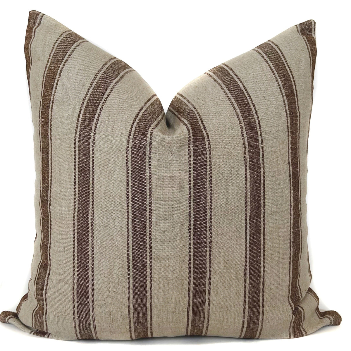 Rust and Beige Striped Pillow Cover