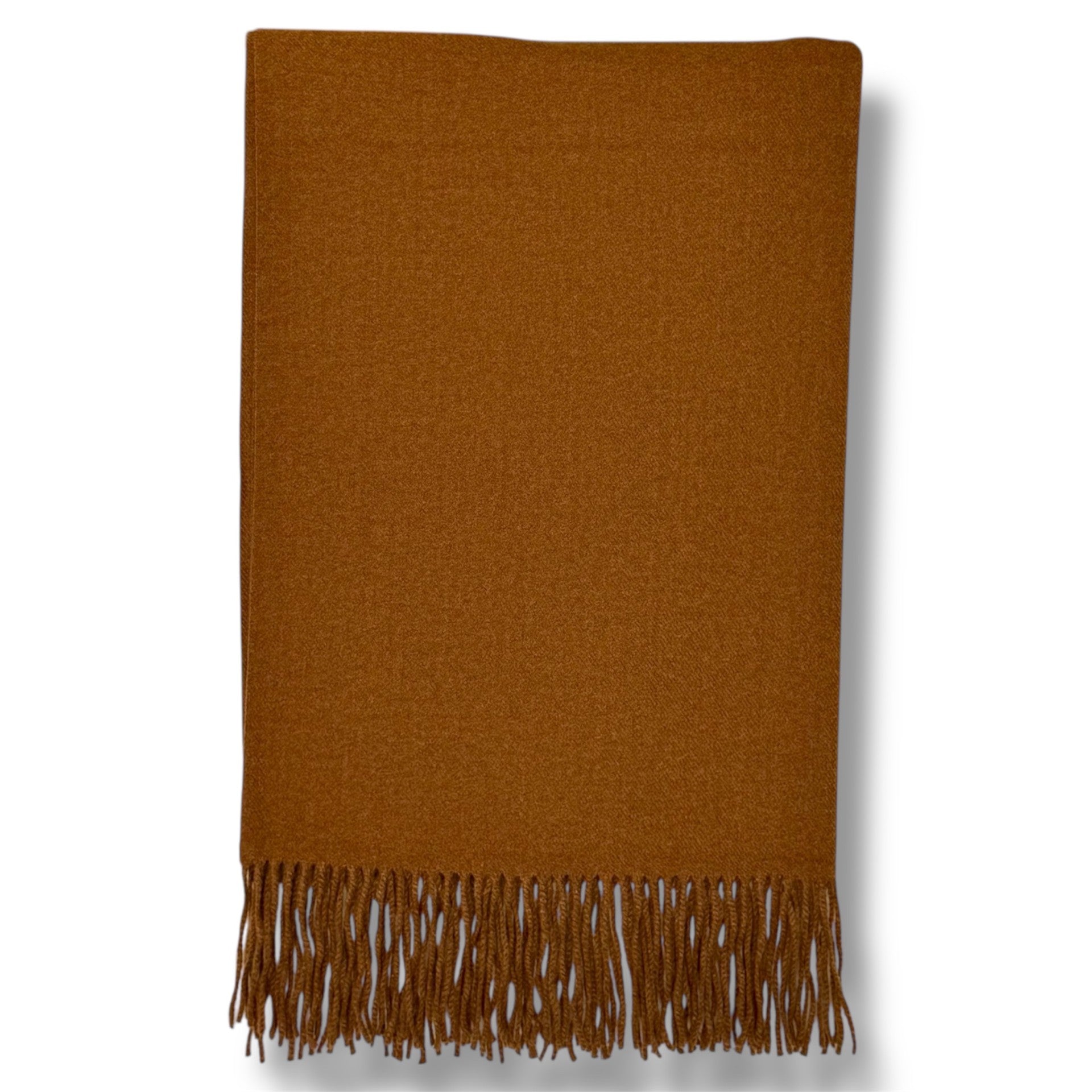 Soft Rust Fringe Throw Blanket