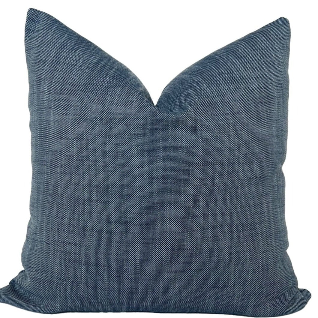 Ryder Indoor Outdoor Pillow Cover in Solid Blue