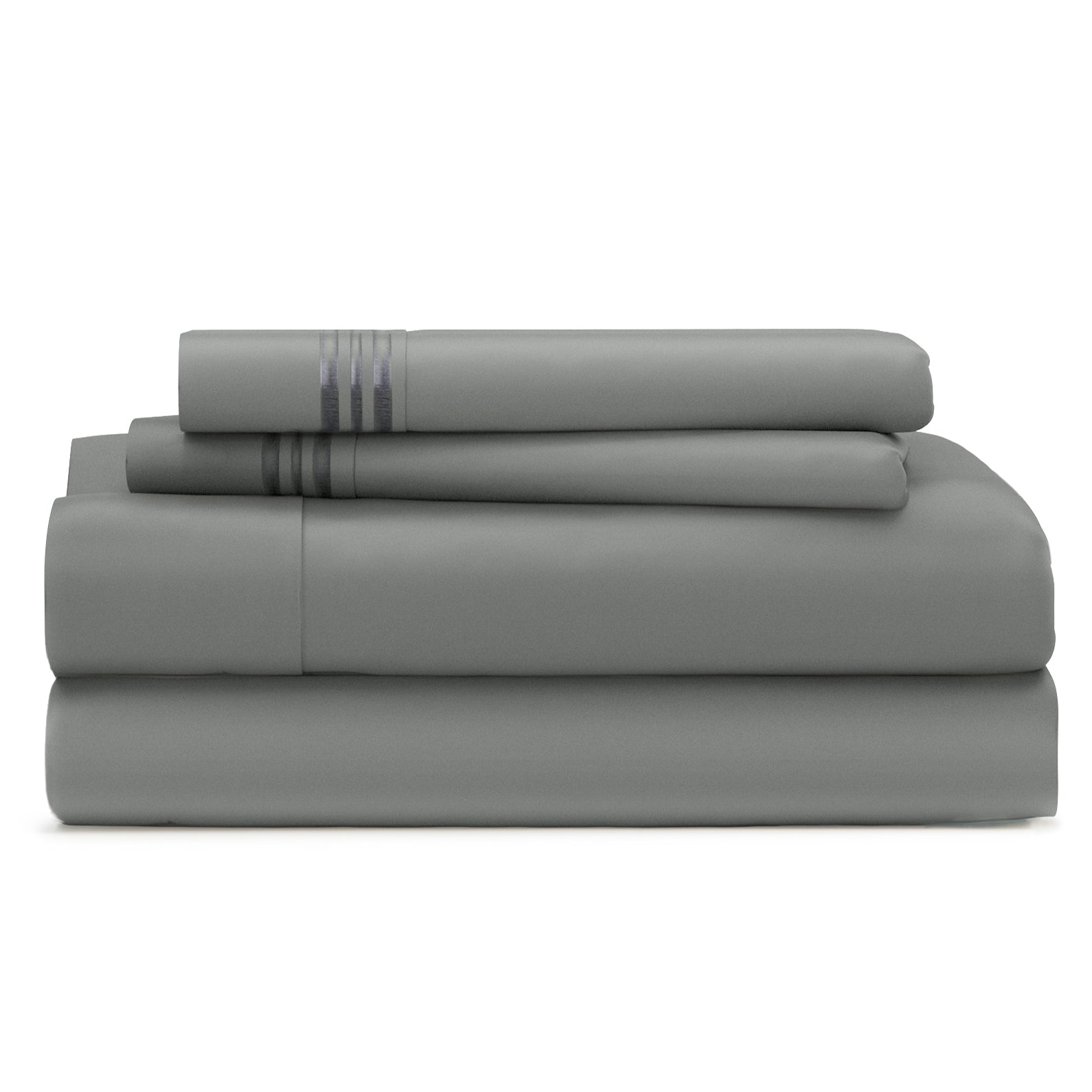 Everyday Bed Sheets set styled on bed in neutral white