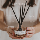 Neutral beige glass reed diffuser with black sticks