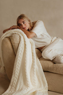 Braided Pom Pom Throw